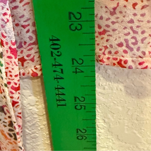 Johnny Was Silk Multi Color Tie-Front Blouse - Red, Green, Yellow sz M - Picture 9 of 11